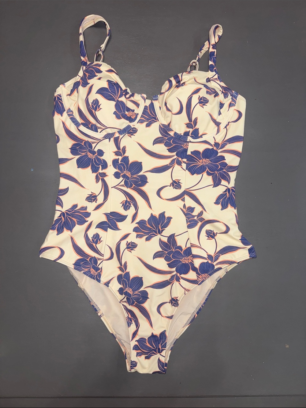 Cupshe Cream with Blue and Pink Floral Force of Nature Slim and Sculpt One-Piece